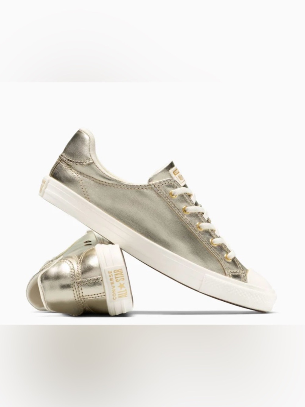 New 7 gold converse all star chuck Taylor low top sneakers shoes trainers lucky - Picture 2 of 11